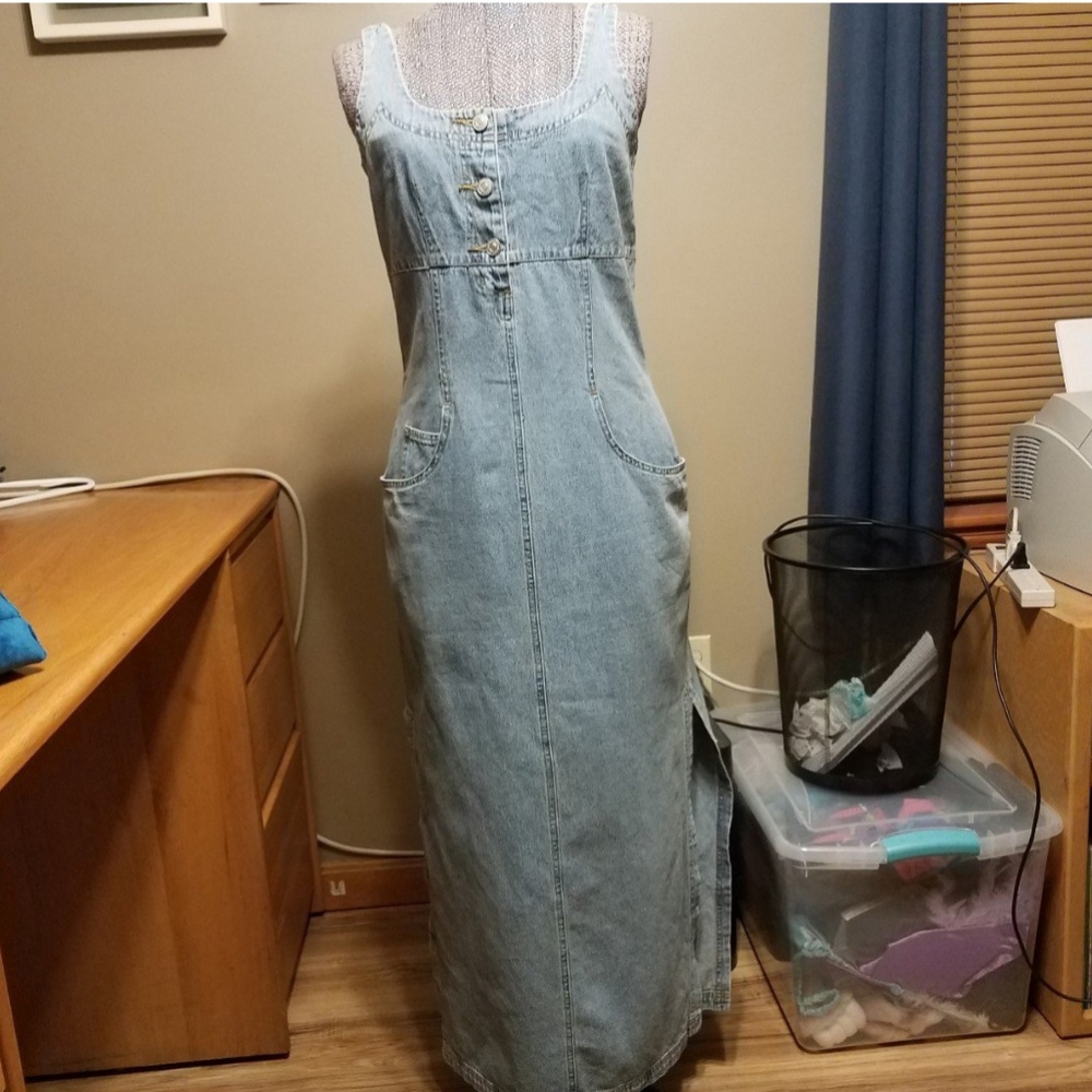 dress denim maxi tank fitted NWOT